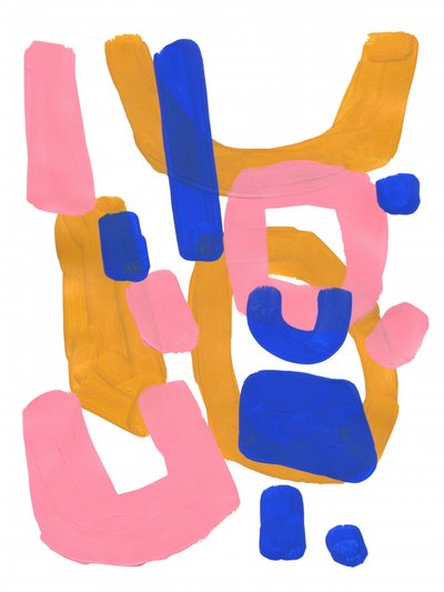 Pink Blue Gold Abstract by Ejaaz Haniff