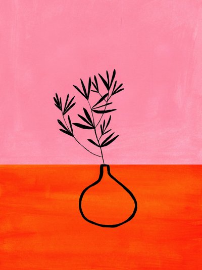 Pink Orange Botanical Vase by Ejaaz Haniff