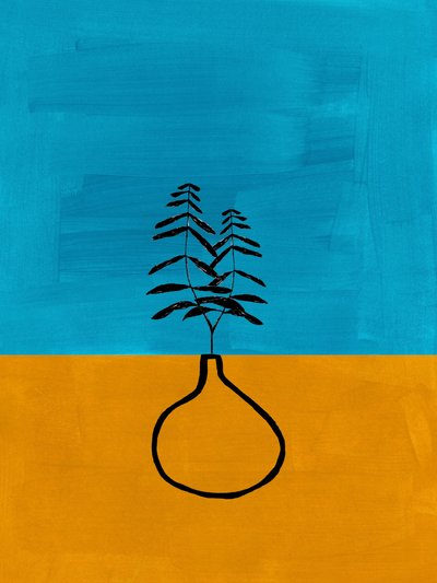 Serene Blue Yellow Plant by Ejaaz Haniff