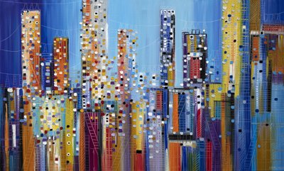 Colorful Urban Skyline by Ekaterina Ermilkina