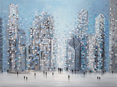 Dotted Cityscape Blue by Ekaterina Ermilkina