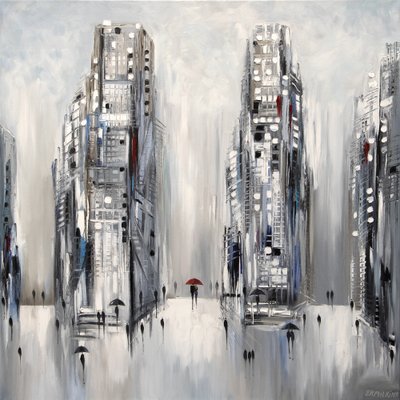 Red Umbrella City Walk by Ekaterina Ermilkina