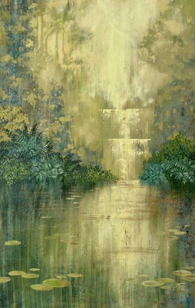 Sunlit Forest Waterfall by Ekaterina Prisich