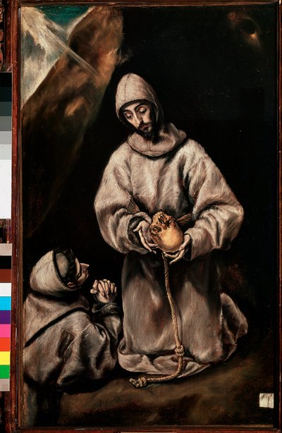 Saint Francois of Assisi and Brother Leon (Leone) Meditate on Death by El Greco