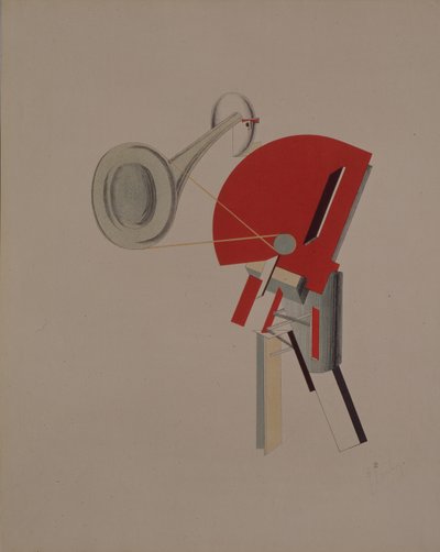 Reciter. Figurine for the Opera Victory over the Sun by A. Kruchenykh, 1920-1921 by Eliezer Markowich Lissitzky