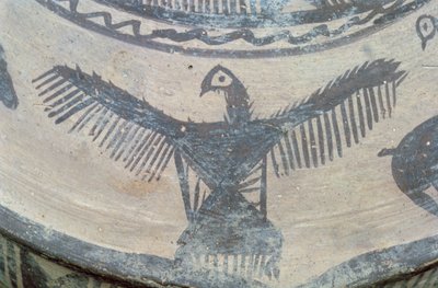 Open-winged bird of prey, from upper face of a large vessel, Fasa ware, c.2000 BC (detail) by Elamite
