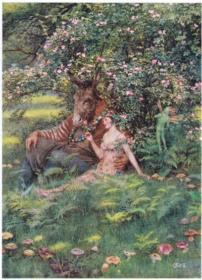 Bottom and Titania: "Come Sit Thee Down on This Flowery Bed" by Eleanor Fortescue Brickdale