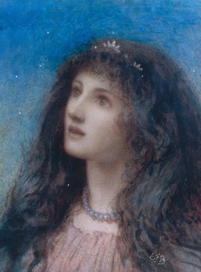 Head of a Young Girl at Night by Eleanor Fortescue Brickdale