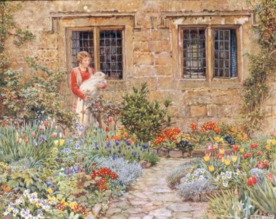 Mother and Child in a Flower Garden by Eleanor Fortescue Brickdale