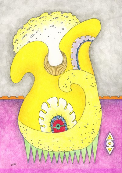 Yellow Whimsical Creature by Elena Khomutova-Miller