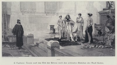 Ancient Greek Artist Zeuxis Choosing from the Most Beautiful Women of the City of Crotone the Model for His Painting of Helen of Troy by Eleuterio Pagliano