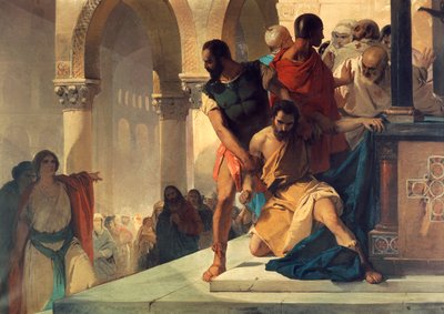 Fazio Being Dragged from Temple of St Sophia in Constantinople, by Eleuterio Pagliano by Eleuterio Pagliano