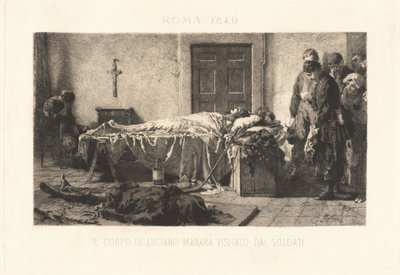 The Body of Luciano Manara Visited by Soldiers by Eleuterio Pagliano