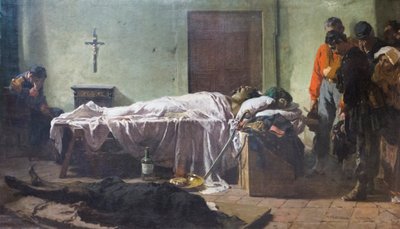 The Body of Luciano Manara Visited by Soldiers by Eleuterio Pagliano