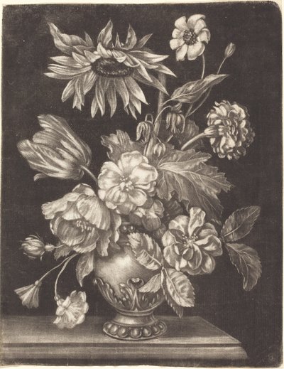 Floral Still Life with a Sunflower by Elias Christoph Heiss
