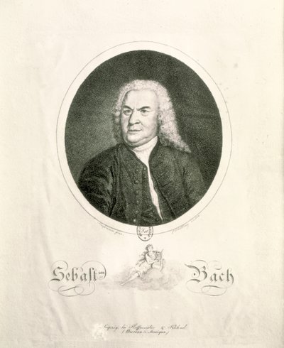Portrait of Johann Sebastian Bach, engraved by Friedrich Wilhelm Nettling by Elias Gottleib Haussmann