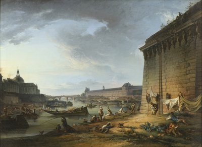 View of Paris from the Embankment beneath the Pont Neuf by Elias Martin