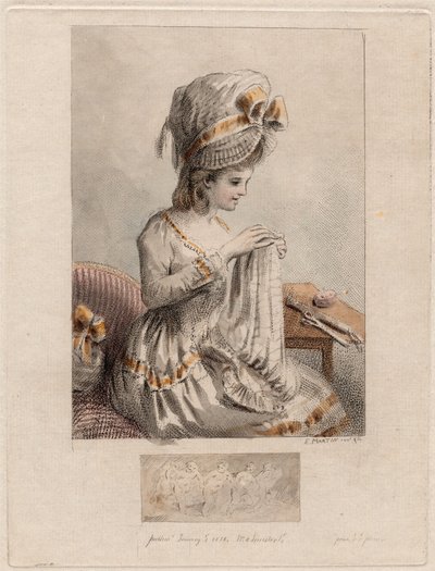 Young Woman Sewing by Elias Martin