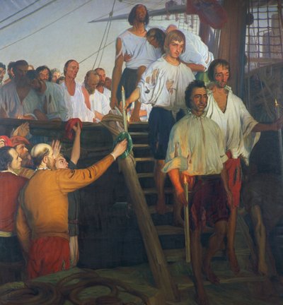 Juan Sebastian Elcano and his Crew by Elias Salaverria Inchaurrandieta