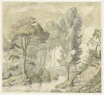 Forest Landscape with a Hill on the Right and Water in the Middle by Elias van Nijmegen