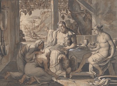 Jupiter and Mercury reveal themselves to Philemon and Baucis, 1809 by Elie Honore Montagny