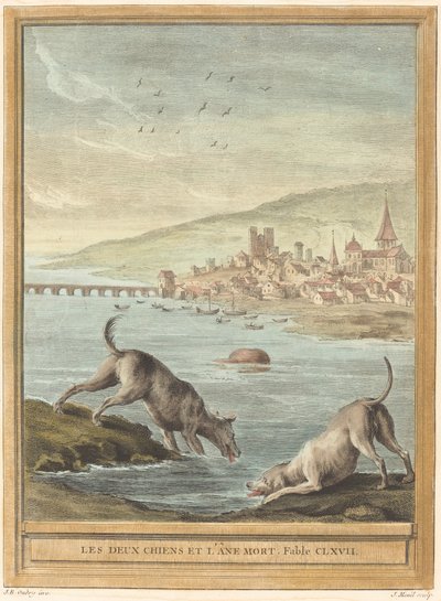 Two Dogs and the Dead Donkey by Elie du Mesnil after Jean Baptiste Oudry