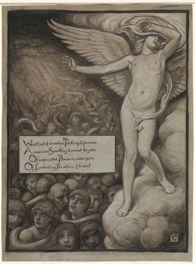 (Illustration for Rubáiyát of Omar Khayyám) Love Shrinking Affrighted at the Sight of Hell by Elihu Vedder