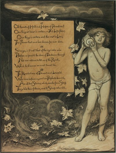 (Illustration for Rubáiyát of Omar Khayyám) The Present Listening to the Voices of the Past by Elihu Vedder