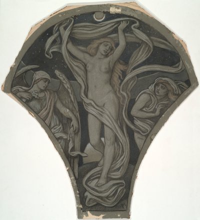 Cartoon for Luna, from the Sixty Studies for the Huntington Ceiling by Elihu Vedder