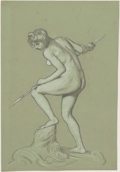 Girl Spearing Dolphin by Elihu Vedder