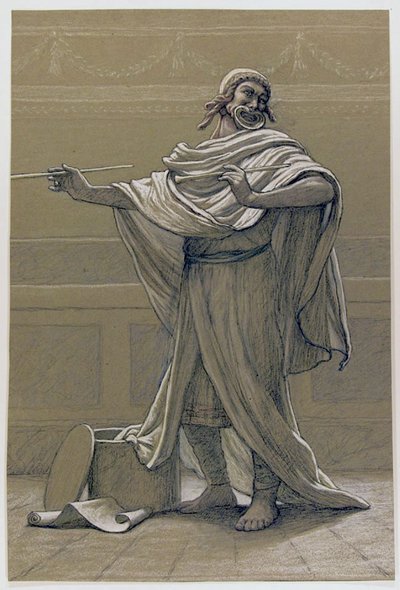 Greek Actor with Pipes by Elihu Vedder
