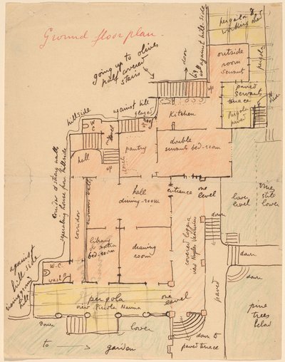 Ground Floor Plan for Torre Quatro Venti by Elihu Vedder
