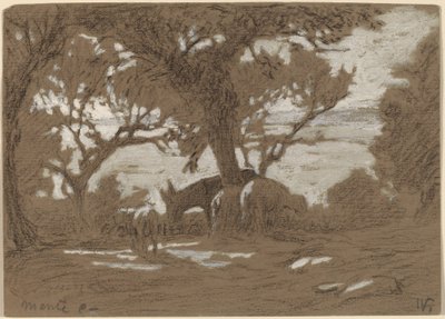 Mt. Colognola - Sheep Grazing on Lake Trasimeno by Elihu Vedder