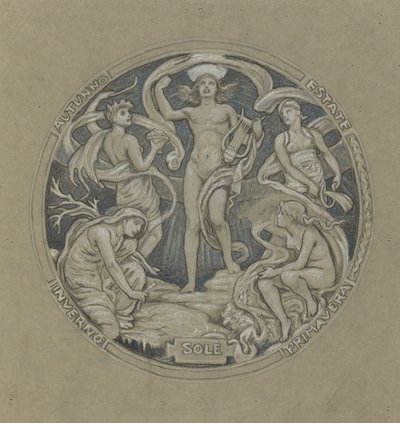 Study for Center Circle of Huntington Ceiling: Apollo and Attendants by Elihu Vedder