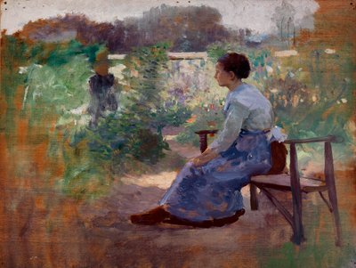 Woman Seated in a Garden, late 19th-early 20th century by Eliphalet Frazer Andrews