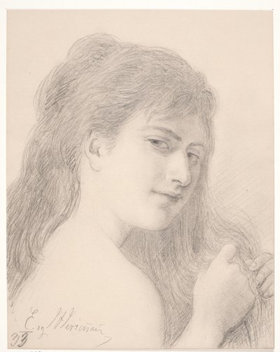 Bust of a Woman Braiding Her Hair by Elisabeth Jerichau Baumann