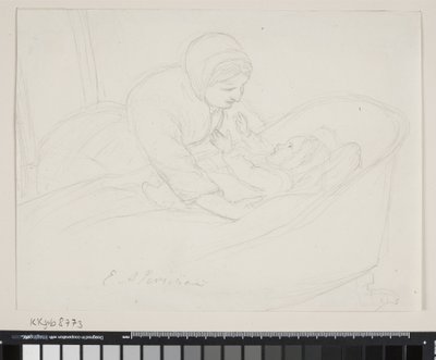 Mother Lifting a Child from the Cradle by Elisabeth Jerichau Baumann