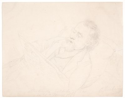 Portrait Study of J. A. Jerichau Lying on a Sofa and Reading a Newspaper by Elisabeth Jerichau Baumann