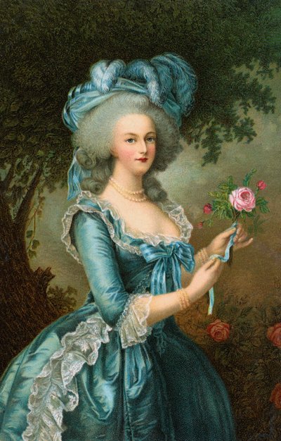 Portrait of Marie-Antoinette with a Rose by Elisabeth Louise (after) Vigee Lebrun