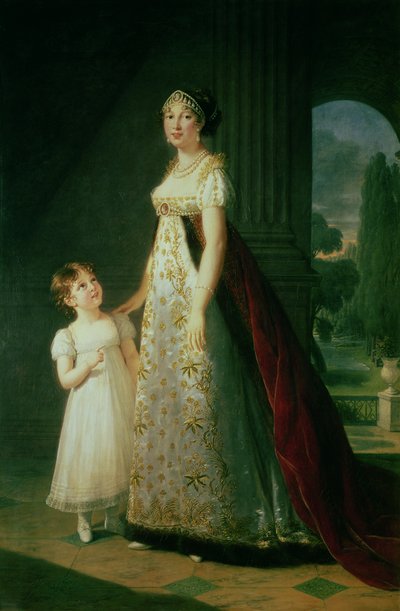 Maria Carolina Bonaparte Queen of Naples with her daughter Laetitia Murat by Elisabeth Louise Vigee Lebrun
