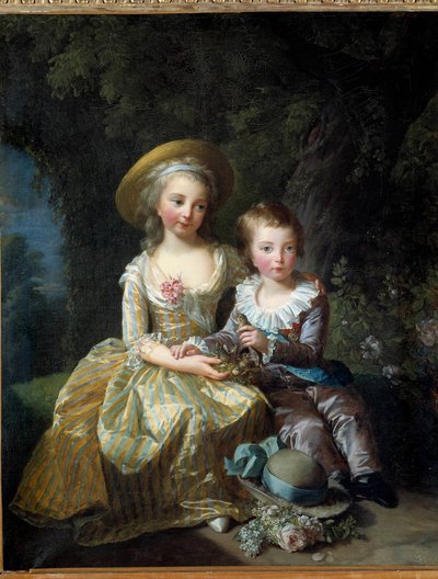 Portrait of Marie Therese Charlotte of France and the Dauphin Louis Joseph Xavier of France by Elisabeth Louise Vigee Lebrun