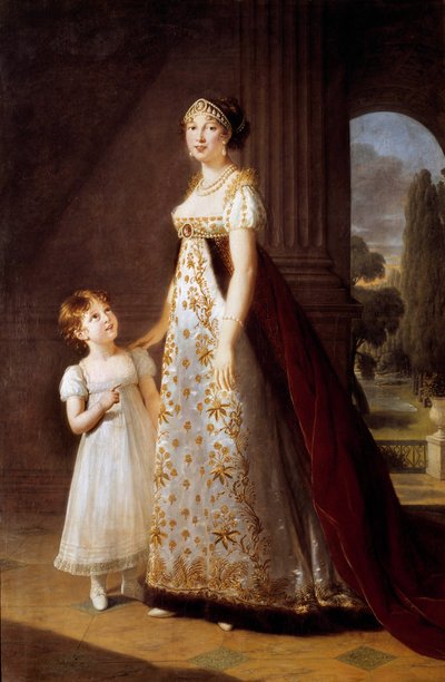 Portraits of Marie Annonciade Caroline Bonaparte with Her Daughter Laetitia by Elisabeth Louise Vigee Lebrun
