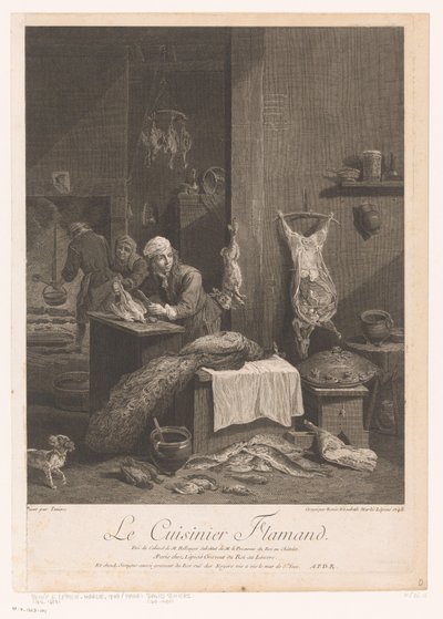 Kitchen Scene with Staff Preparing a Meal by Élisabeth Lépicié