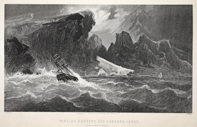 Parting Hawsers off Godsend Ledge, illustration from The second Grinnell Expedition in Search of Sir John Franklin by Elisha Kane