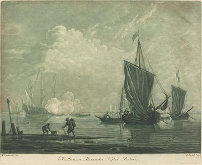 Shipping Scene from the Collection of Alexander Nisbit by Elisha Kirkall after Willem van de Velde the Elder