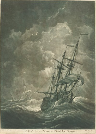 Shipping Scene from the Collection of John Chicheley by Elisha Kirkall after Willem van de Velde the Elder