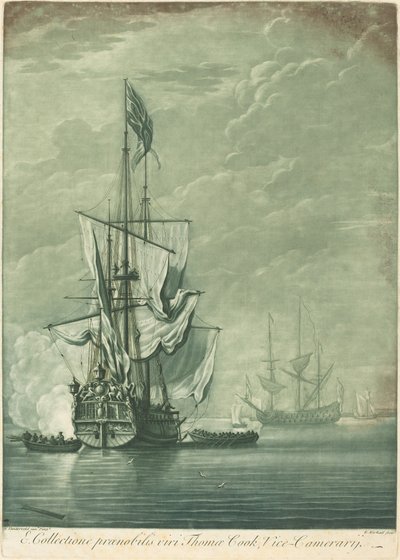 Shipping Scene from the Collection of Thomas Cook by Elisha Kirkall after Willem van de Velde the Elder