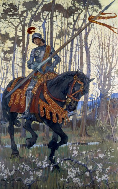 A Knight in Armour Travels through the Forest, Illustration from 