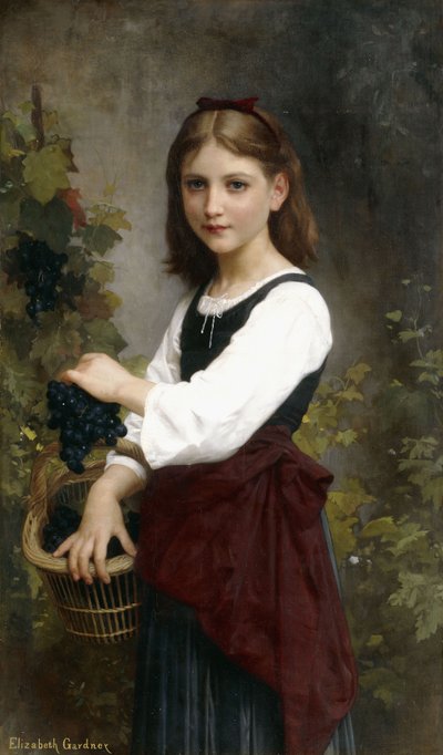 A Young Girl Holding a Basket of Grapes by Elizabeth Jane Gardner Bouguereau