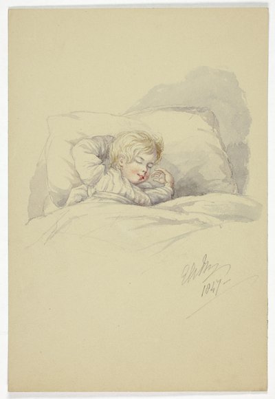 Child Asleep; Fishermen on Dock by Elizabeth Murray